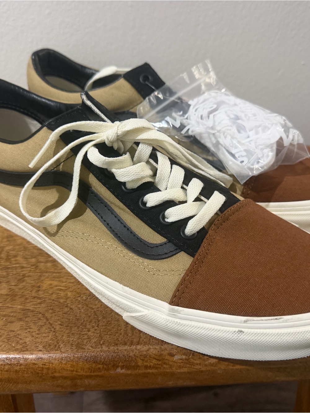 Vans Low-Top Canvas Sneakers in Brown, Tan and Black